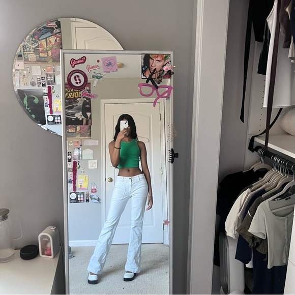 h&m Green Ribbed Cropped Halter Top - Picture 2 of 3